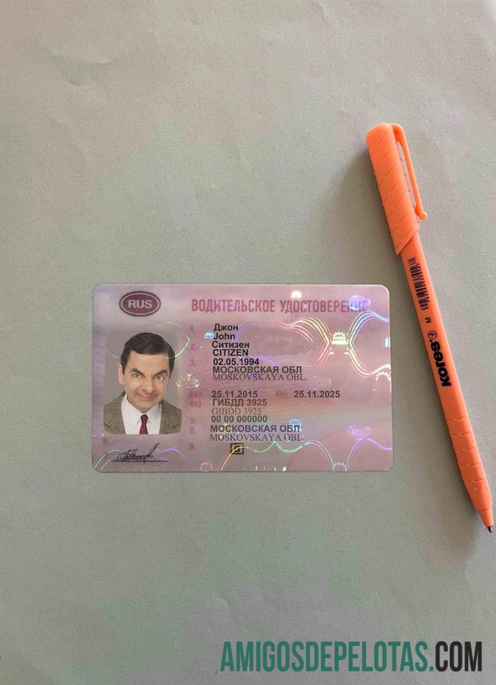 Carteira de habilitação da Rússia fotolook frente baixar para verificação